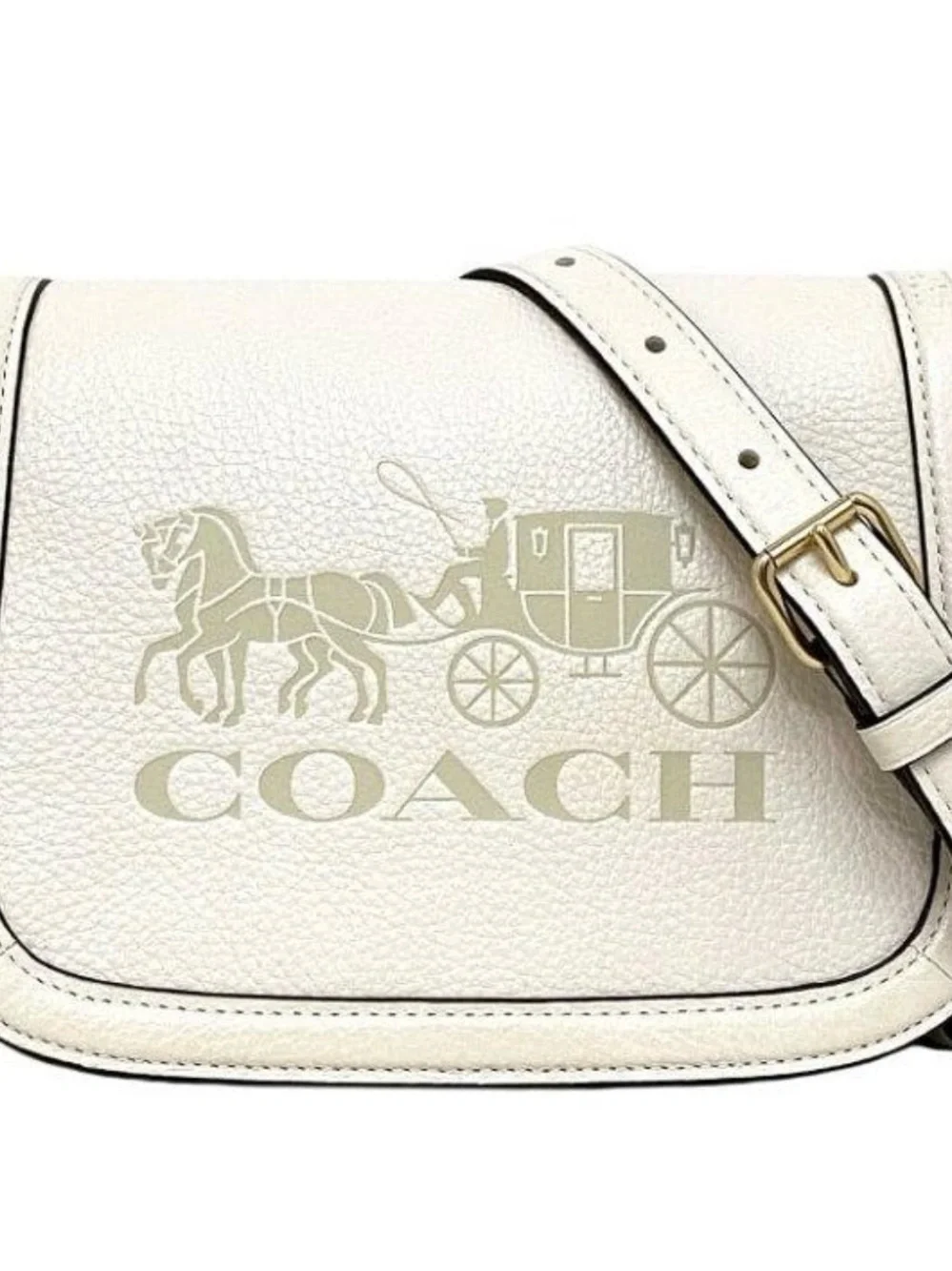 Coach Cream Pebbled Leather Crossbody with Signature Carriage NWT